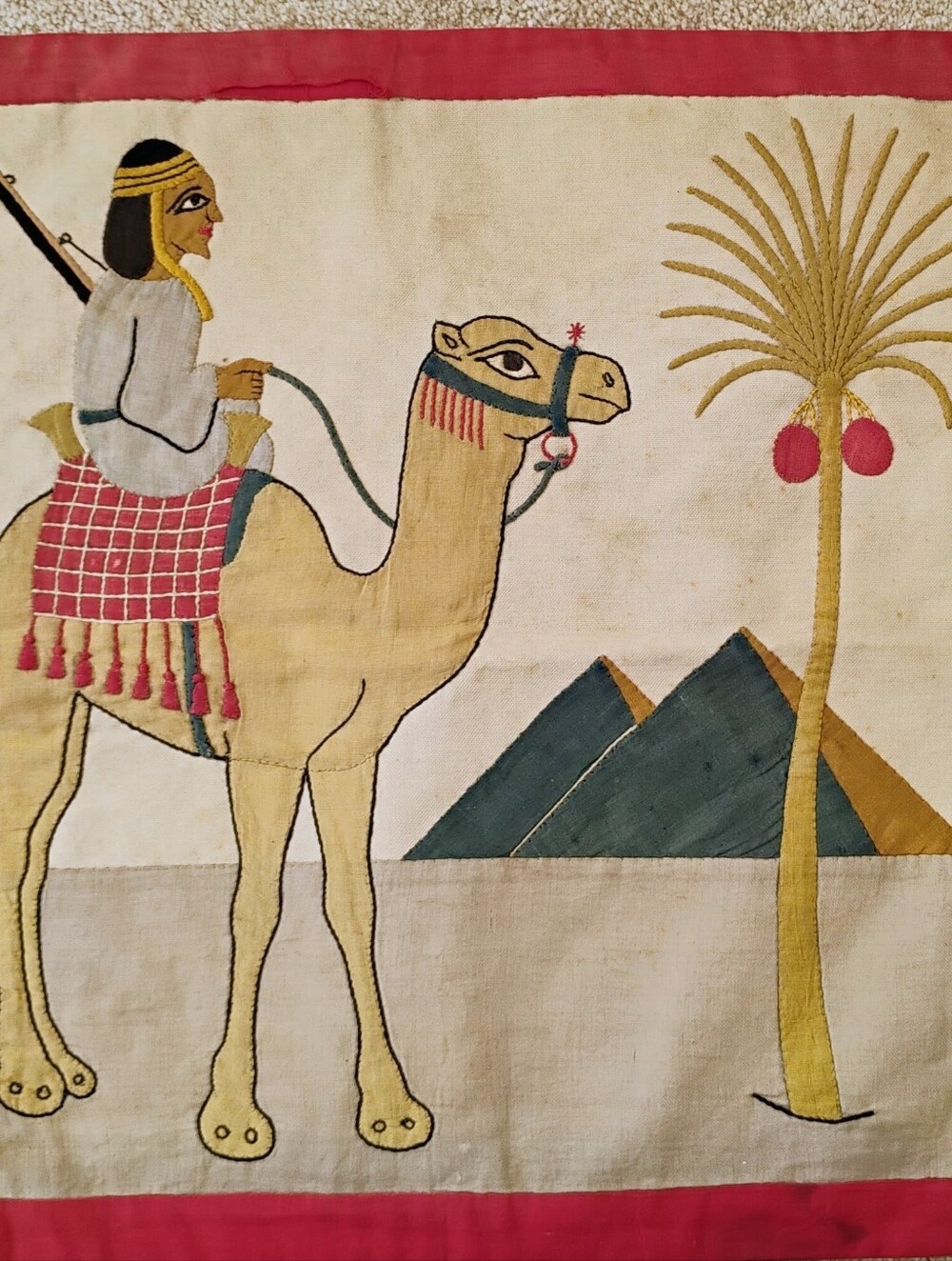 Antique 1920s Egyptian Revival Art Textile